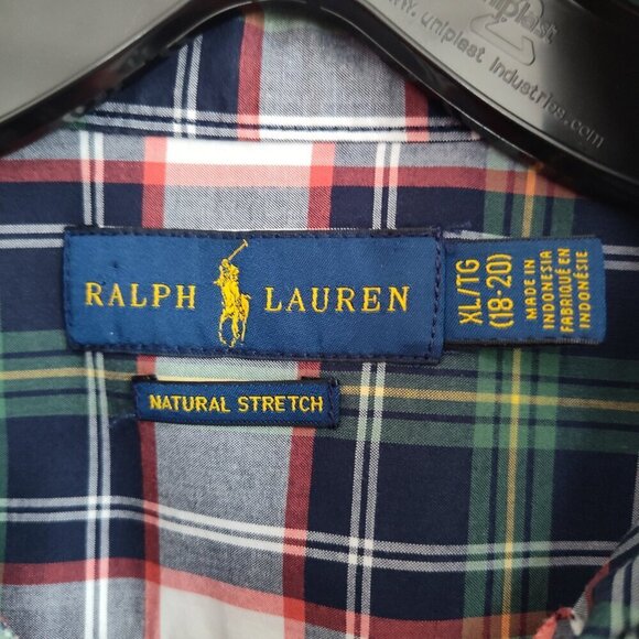 Boys SZ XL (18-20) Ralph Lauren Blue/Green Multi Long-Sleeve Dress Shirt - Picture 3 of 3